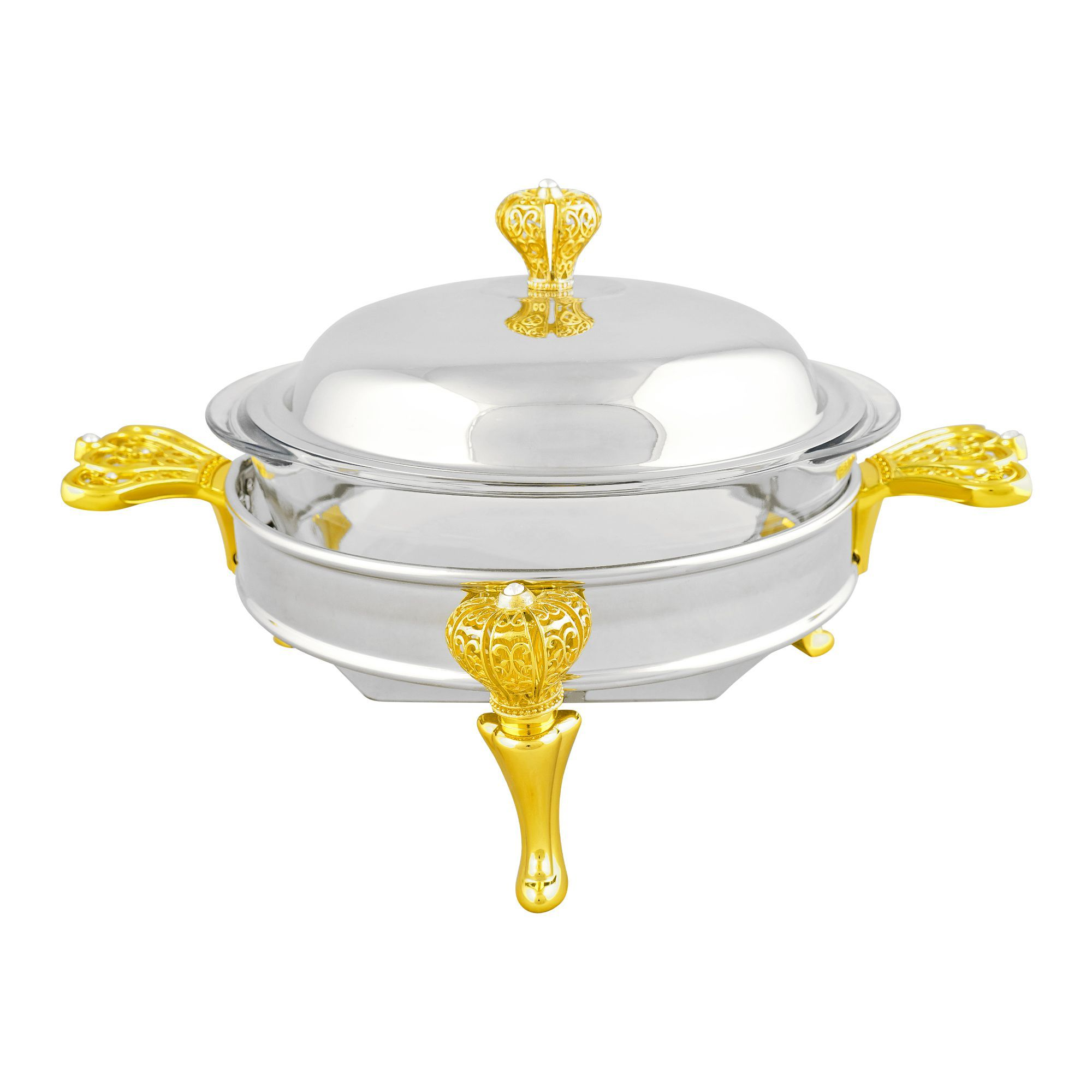 Oval Casserole Serving Glass Dish - Buffet Food Warmer 2 Liter Kc1300Sw