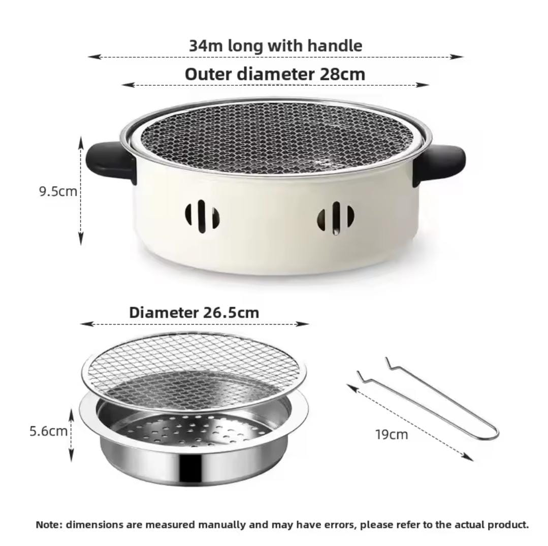 Portable Barbecue Stove Round Stainless Steel Detachable Smokeless Charcoal Grill