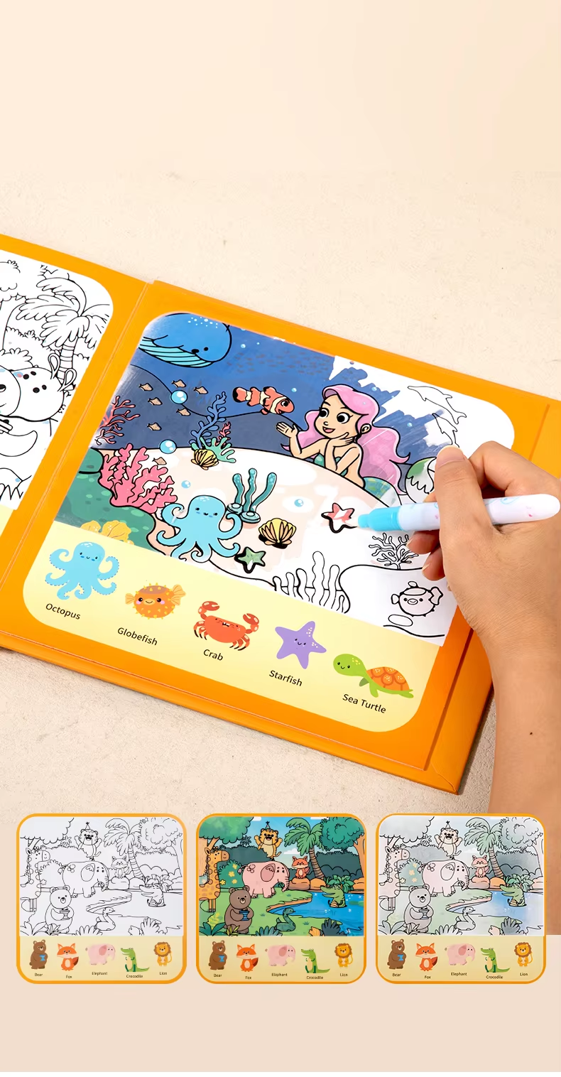 Quiet Book Water Painting Album Creativity Diy Animal &Amp; Traffic Drawing Book Educational Toys For Kids