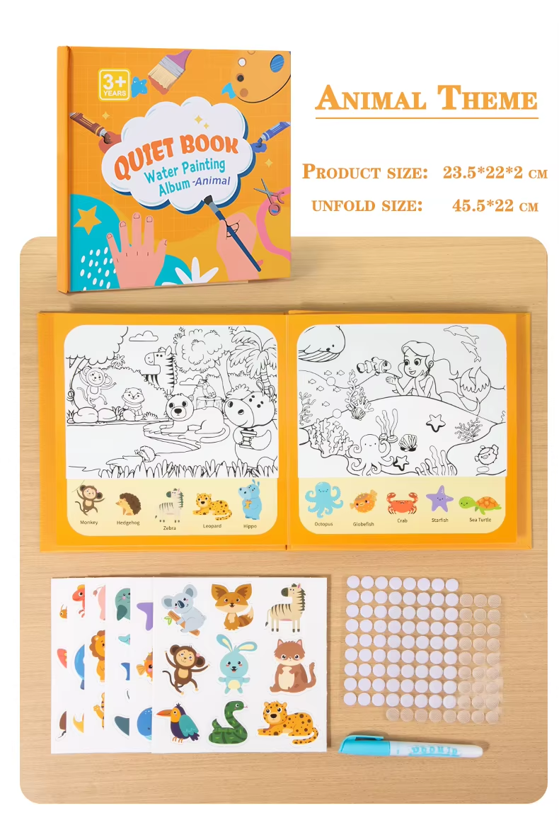 Quiet Book Water Painting Album Creativity Diy Animal &Amp; Traffic Drawing Book Educational Toys For Kids