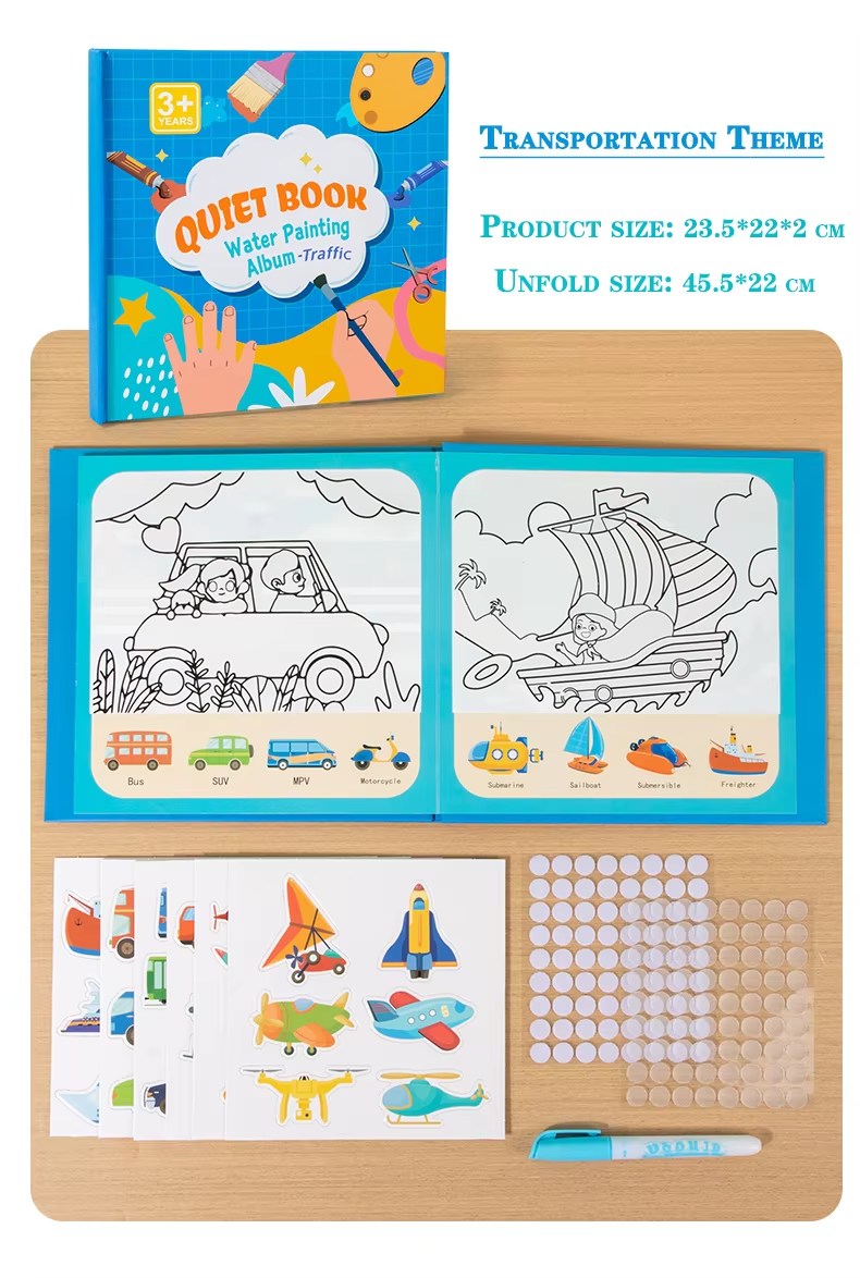 Quiet Book Water Painting Album Creativity Diy Animal &Amp; Traffic Drawing Book Educational Toys For Kids