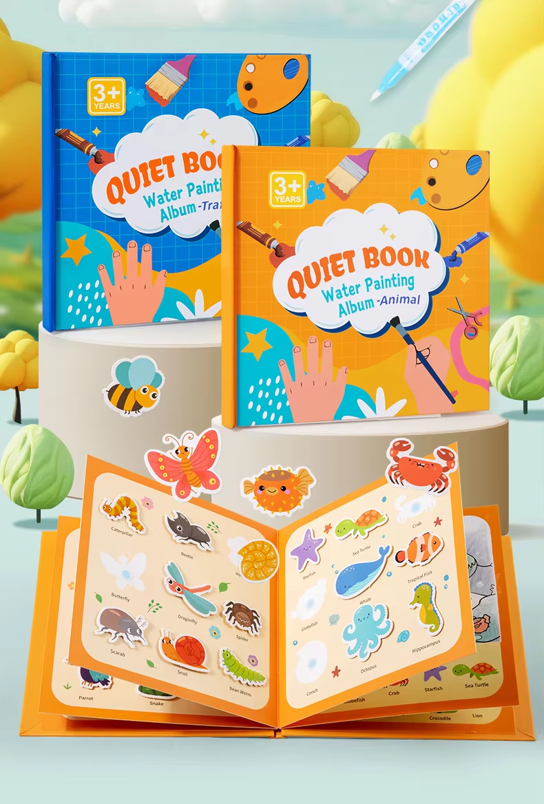 Quiet Book Water Painting Album Creativity Diy Animal &Amp; Traffic Drawing Book Educational Toys For Kids