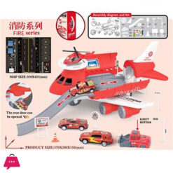 Airplane Track Set - Transport Plane With 3 Mini Cars And 1 Mini Helicopter Education Vehicle