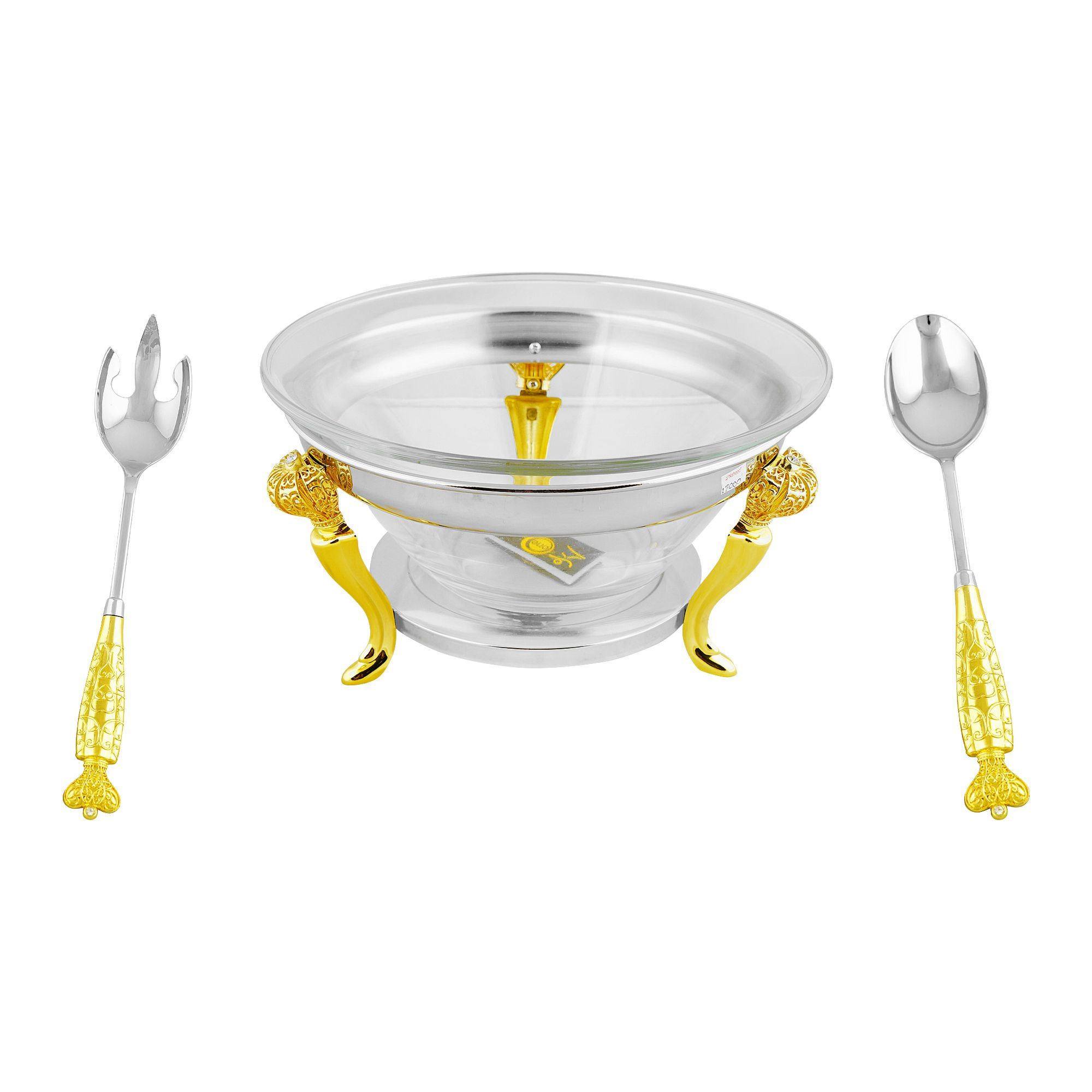Salad Serving Bowl Set With Salad Server Spoons, Sbc001Gsw