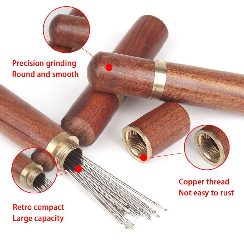 Sewing Needle Wooden Container Needle Case Holder Organizer