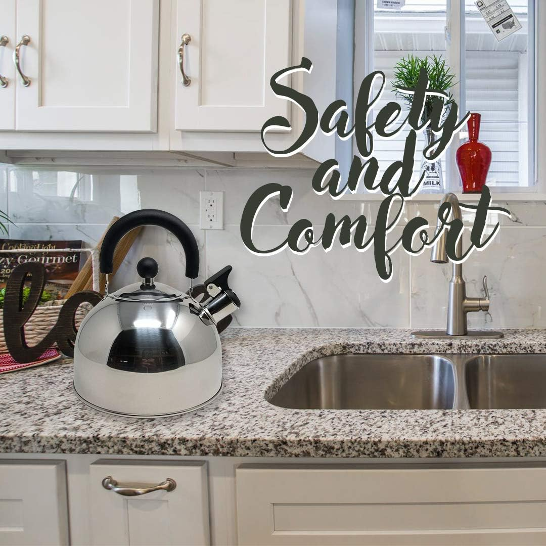 Stainless Steel Culinary Food Grade Tea Kettle With Soft Grip Cool Touch Foldable Handle 2.5 Liter 5 Stainless Steel Culinary Food Grade Tea Kettle With Soft Grip Cool Touch Foldable Handle 2.5 Liter