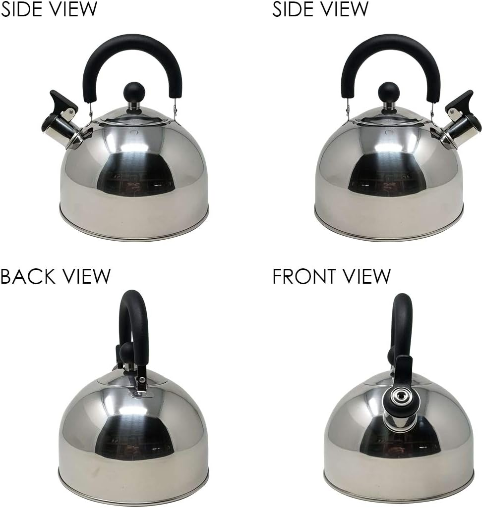 Stainless Steel Culinary Food Grade Tea Kettle With Soft Grip Cool Touch Foldable Handle 2.5 Liter 6 Stainless Steel Culinary Food Grade Tea Kettle With Soft Grip Cool Touch Foldable Handle 2.5 Liter
