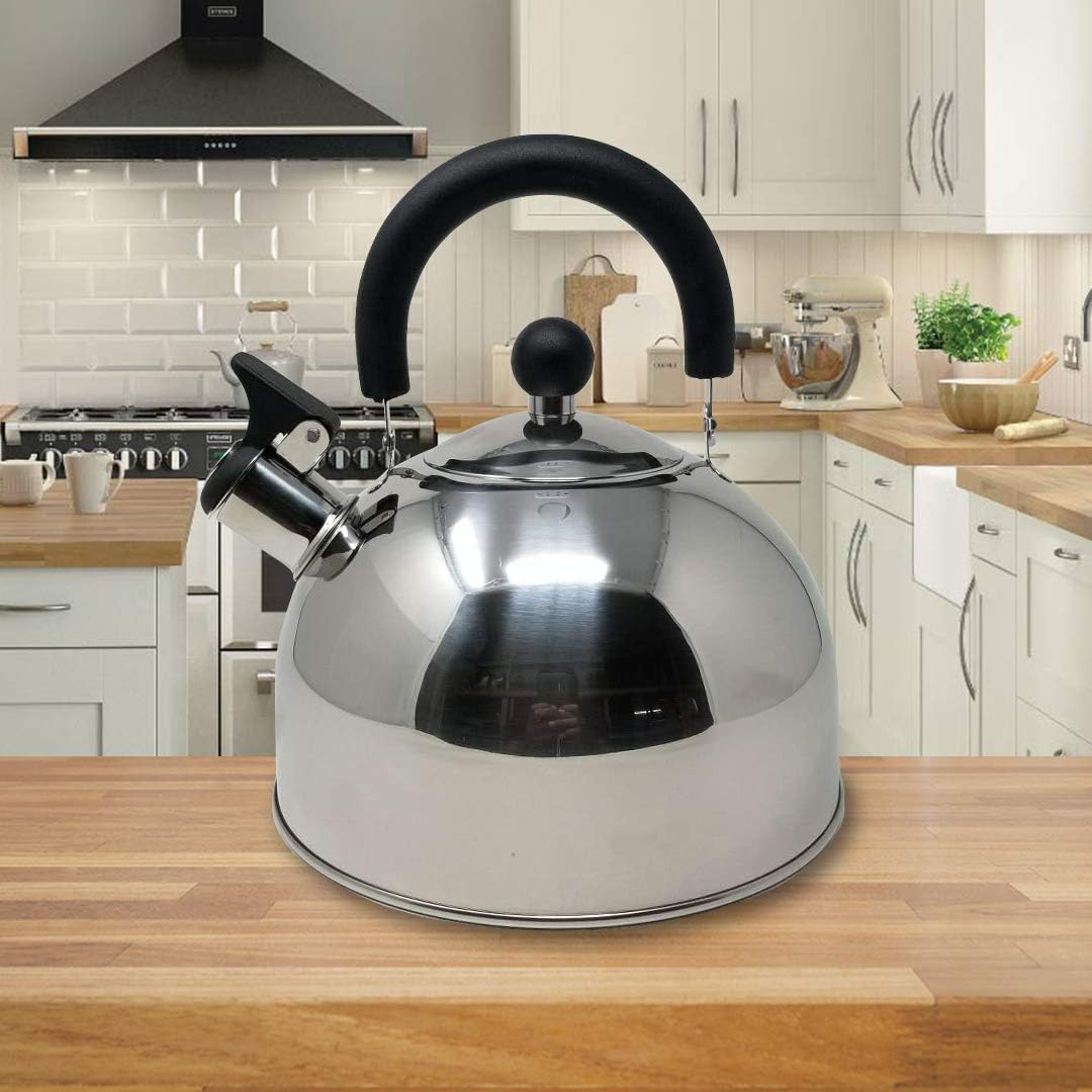 Stainless Steel Culinary Food Grade Tea Kettle With Soft Grip Cool Touch Foldable Handle 2.5 Liter 4 Stainless Steel Culinary Food Grade Tea Kettle With Soft Grip Cool Touch Foldable Handle 2.5 Liter