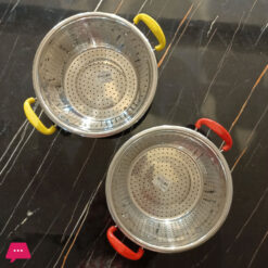 Stainless Steel Double Handle Colander Rice Strainer (Chawal Chalna)