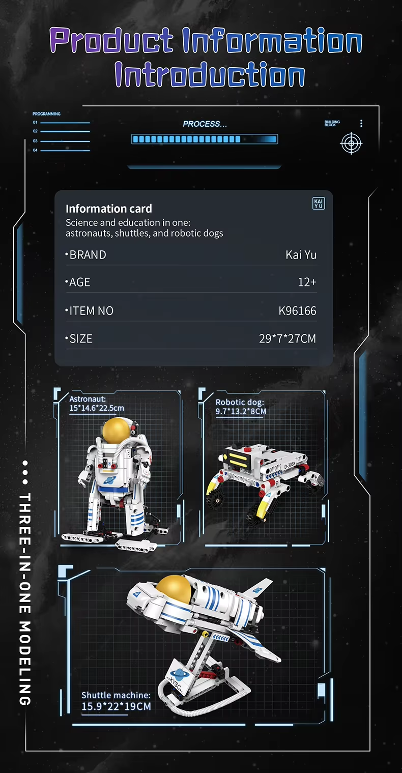 Technical Moc Space Astronauts Remote Control 3 In 1 Model Educational Diy Bricks Toys Building Blocks Sets