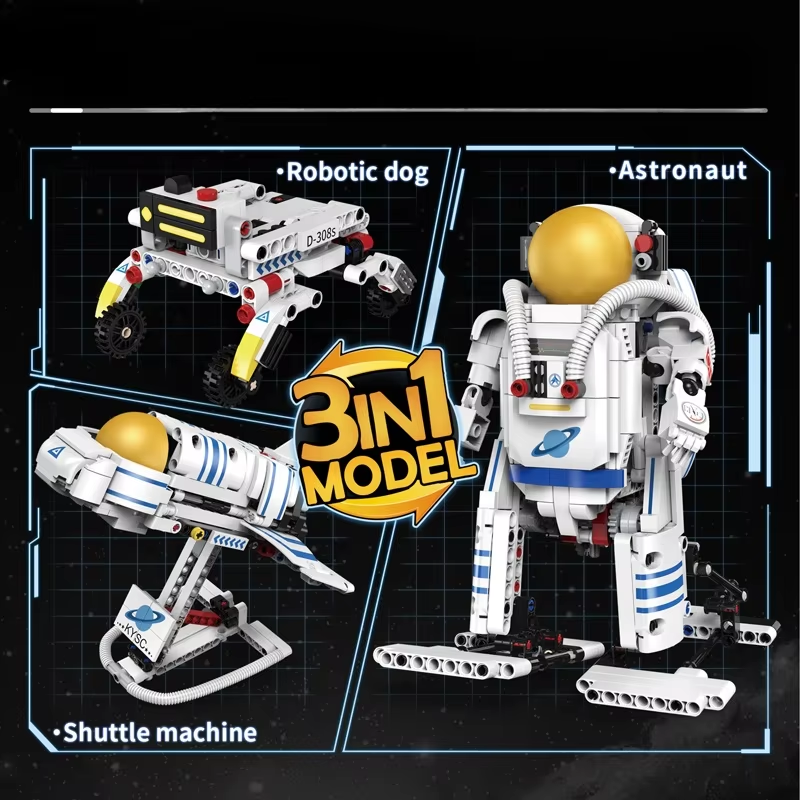 Technical Moc Space Astronauts Remote Control 3 In 1 Model Educational Diy Bricks Toys Building Blocks Sets