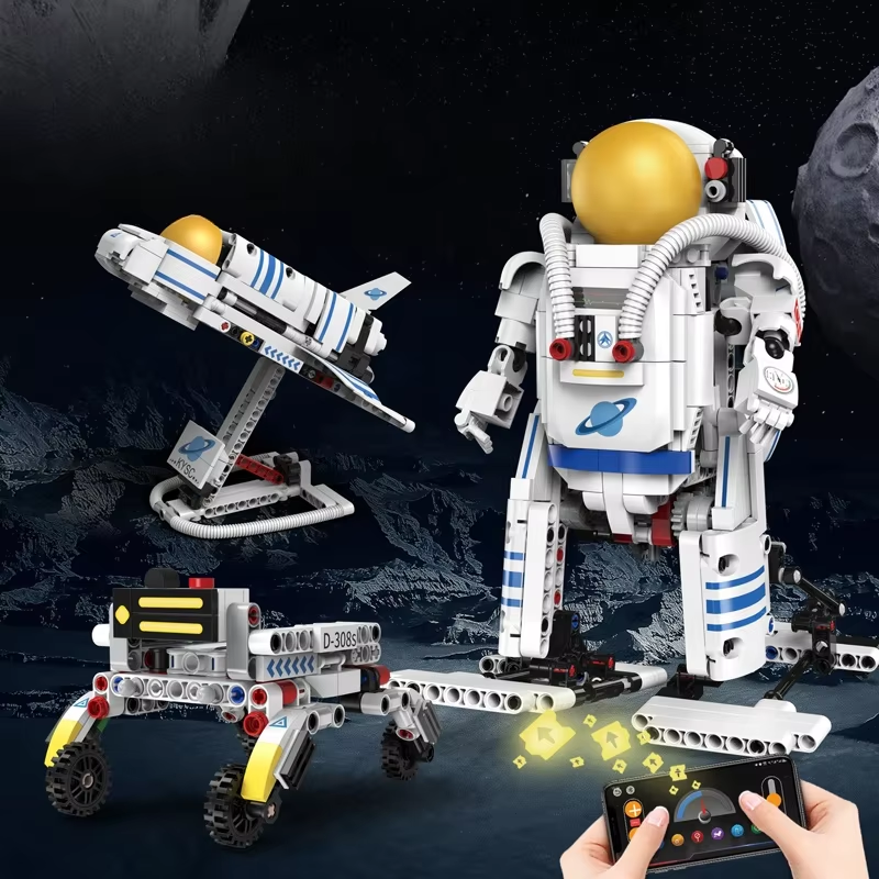 Technical Moc Space Astronauts Remote Control 3 In 1 Model Educational Diy Bricks Toys Building Blocks Sets