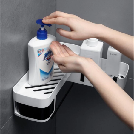 Wall Mounted Adhesive Rotatable Shower Corner Shelf