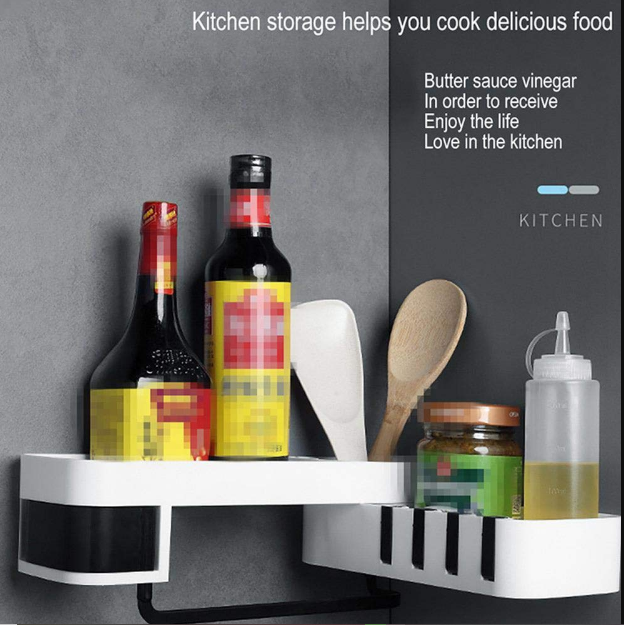 Wall Mounted Adhesive Rotatable Shower Corner Shelf