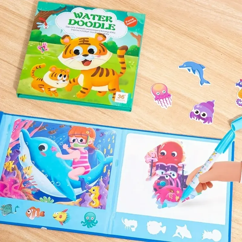 Water Coloring Book With Stickers