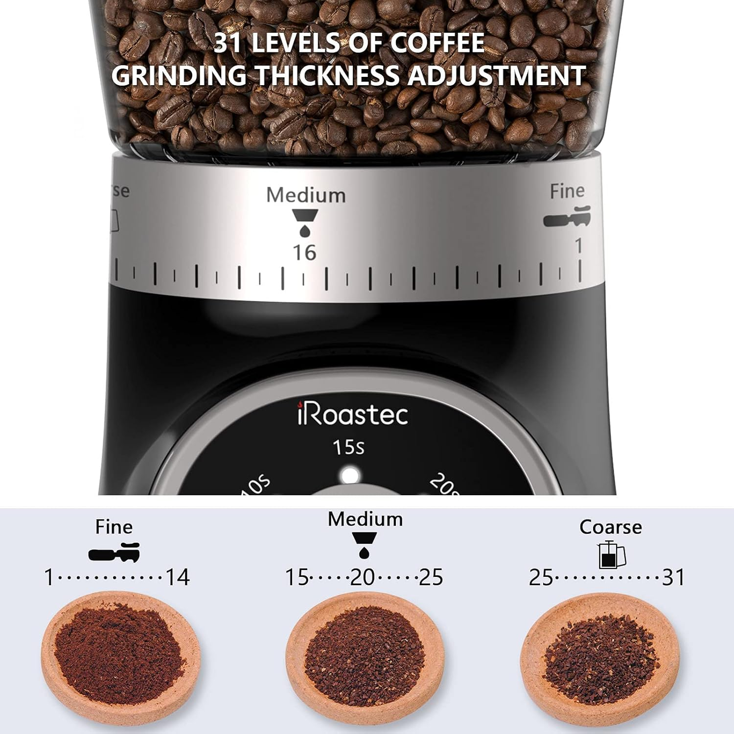 Western Electric Ceramic Conical Burr Coffee Bean Grinder With 31 Settings, Ideal For Espresso, Drip Coffee, French Press