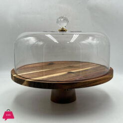 Wooden Cake Dish with Acrylic Lid - FL-10