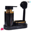 Zibasazan Pompak Liquid Soap Dispenser and Brush Black & Golden