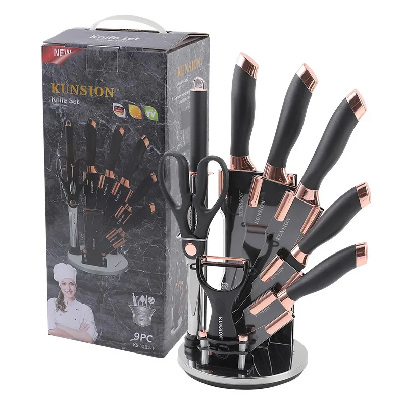 9 Pcs Kitchen K-Nife Set Professional Stainless Steel 6 9 Pcs Kitchen K-Nife Set Professional Stainless Steel
