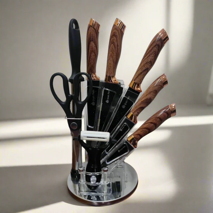 9 Pcs Kitchen K-Nife Set Professional Stainless Steel 4 9 Pcs Kitchen K-Nife Set Professional Stainless Steel