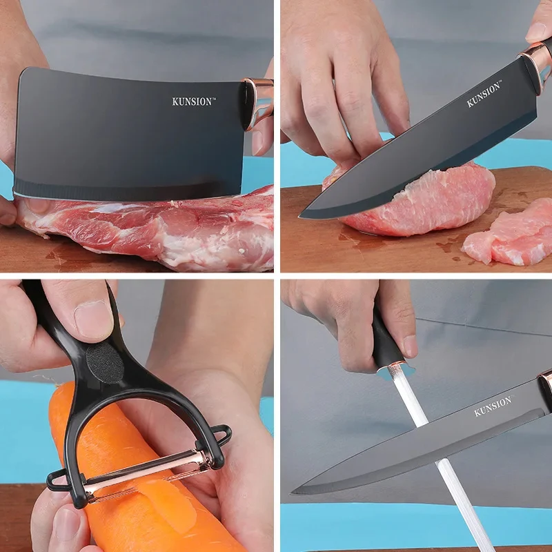 9 Pcs Kitchen K-Nife Set Professional Stainless Steel 4 9 Pcs Kitchen K-Nife Set Professional Stainless Steel