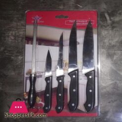 Pack Of 5 Kitchen Knife Set 4 Stainless Steel Knives 1 Sharpener