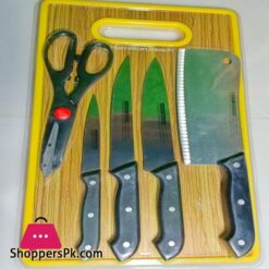 Stainless Steel Knives Set 6 Pcs with Cutting Board