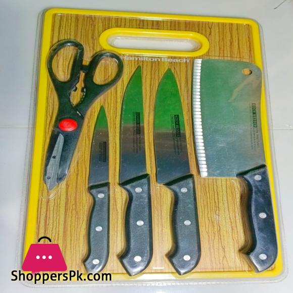 Stainless Steel Knives Set 6 Pcs With Cutting Board 5 Stainless Steel Knives Set 6 Pcs With Cutting Board