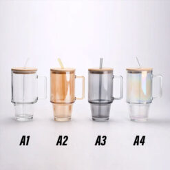 Tumbler Glass Cup With Bamboo Lid &Amp; Straw - 600Ml