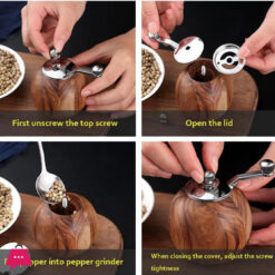 Wooden Salt And Pepper Grinder Hand Cranked Mini Grinder Multi-Purpose Pepper Mills