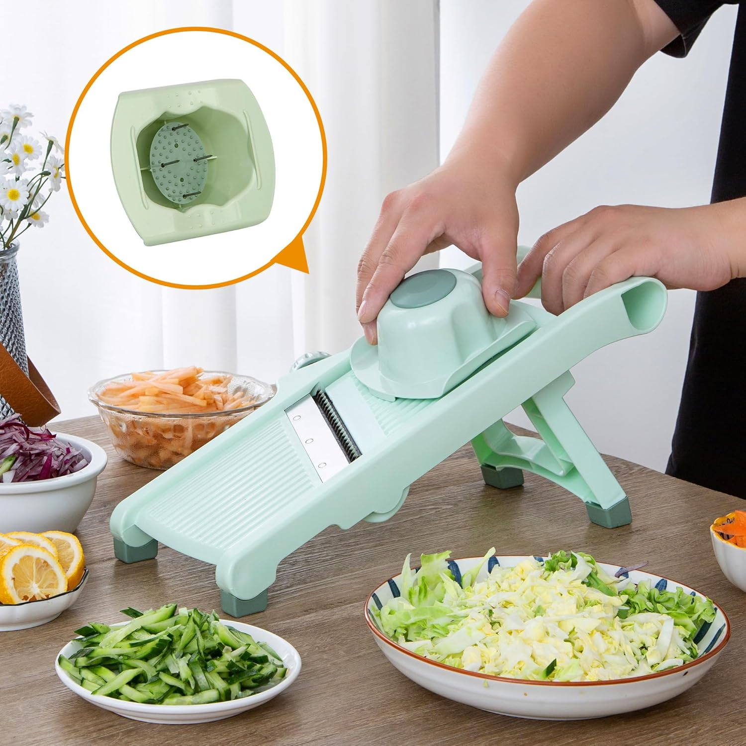 Adjustable And Safe Mandoline Slicer For Kitchen, Multifunction Vegetable And Fruit Cutter