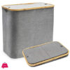 2 Portion Collapsible Laundry Basket with Lid Bamboo Frame for Dirty Clothes Storage