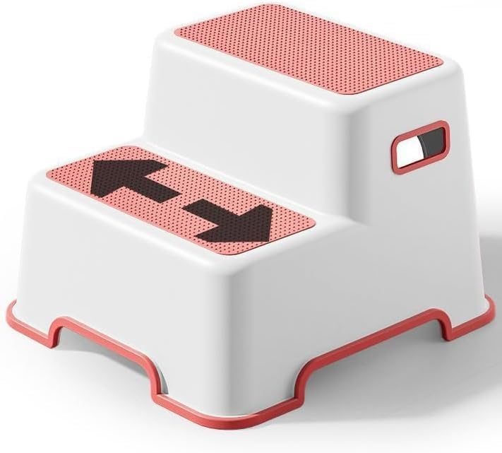 Double Step Stool For Kids Non-Slip 2 Height 2-Up Step Stool For Toddlers Kids With Built-In Handles