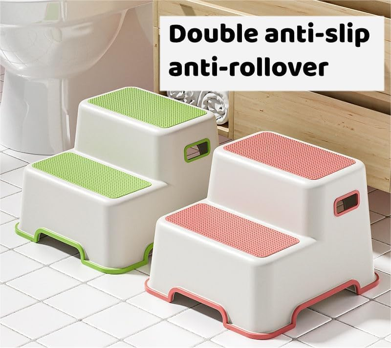 Double Step Stool For Kids Non-Slip 2 Height 2-Up Step Stool For Toddlers Kids With Built-In Handles