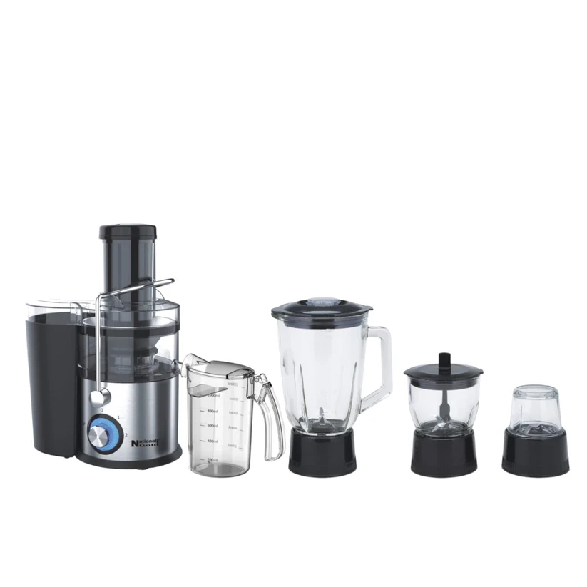 National Juicer Blender 4 In 1 Steel Black Body 1.5L Glass Jar 800W