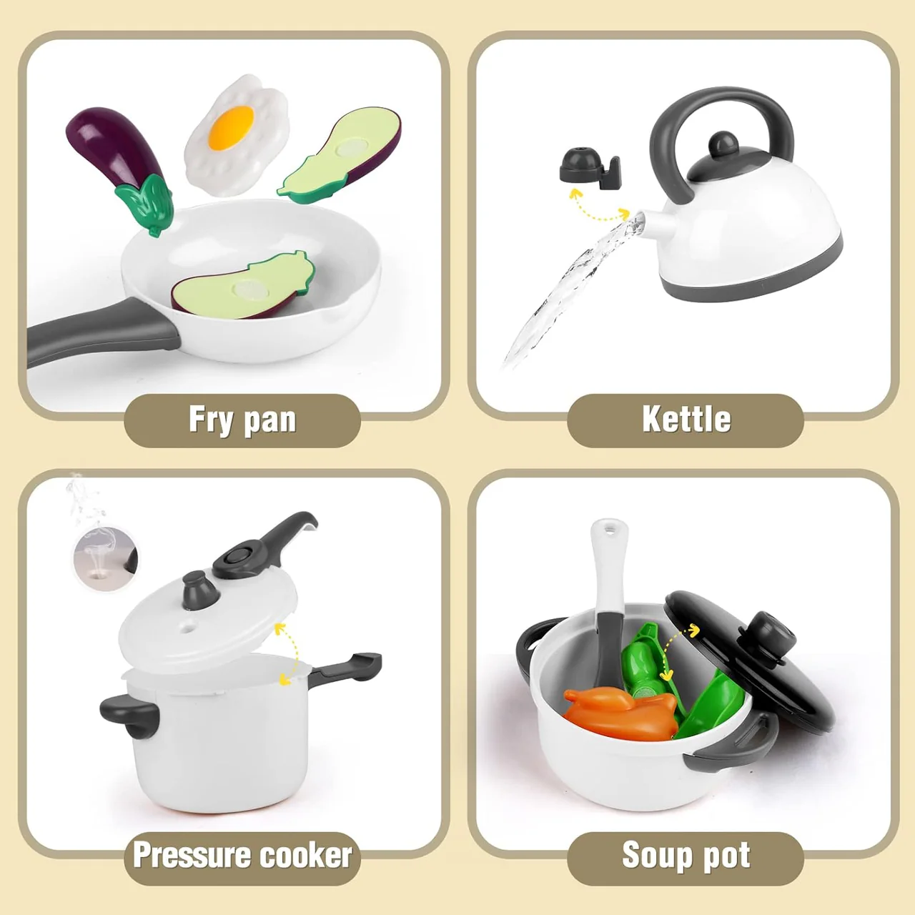 Kids Pretend Kitchen Cooking Toy Set