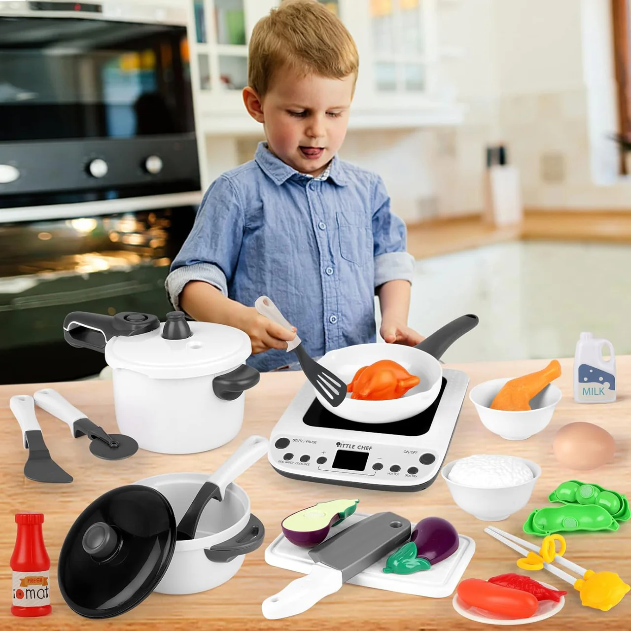 Kids Pretend Kitchen Cooking Toy Set