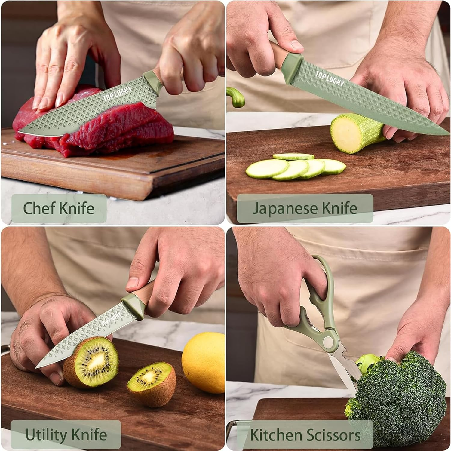 Kitchen Knife Set 6 Piece Sharp Knife Set For Kitchen Non-Stick And Non-Slip Chef Knife Set