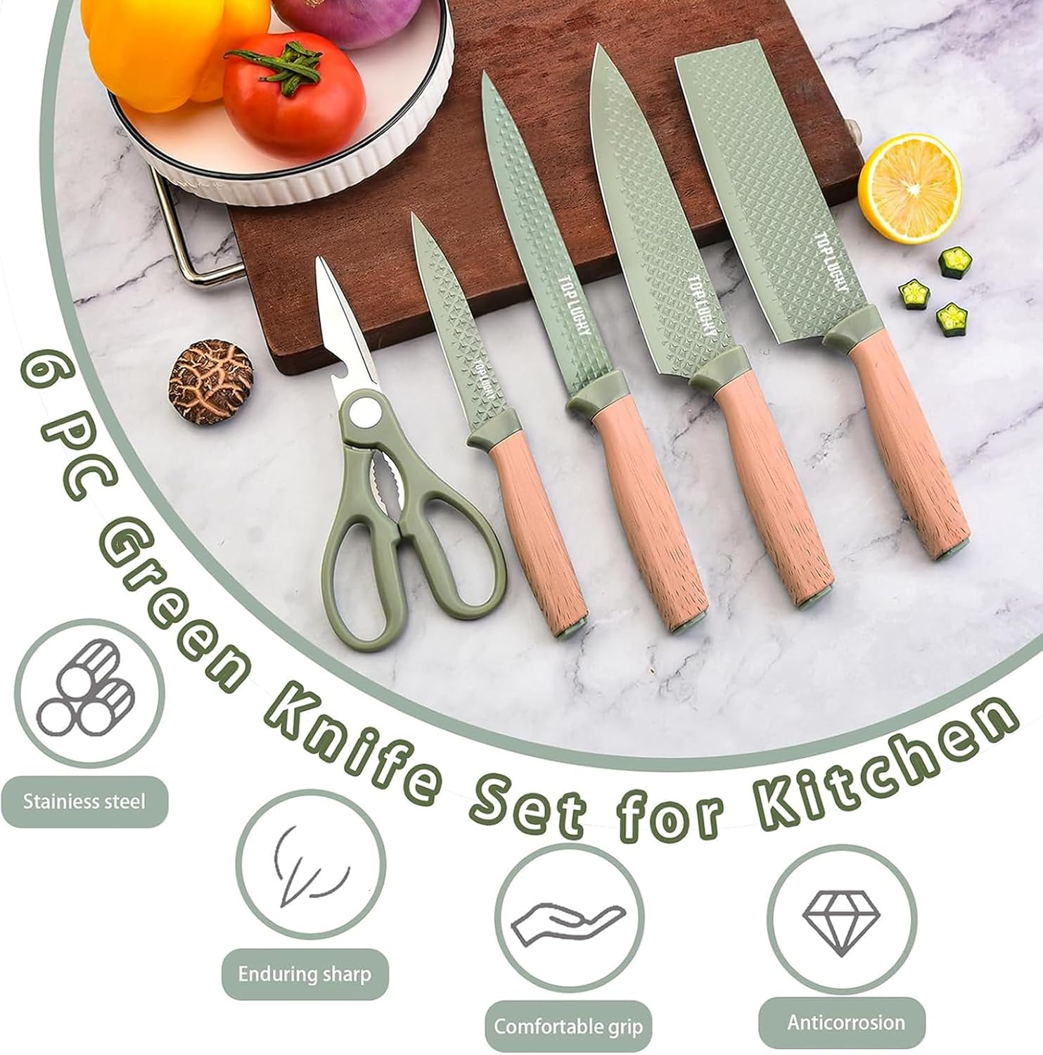 Kitchen Knife Set 6 Piece Sharp Knife Set For Kitchen Non-Stick And Non-Slip Chef Knife Set