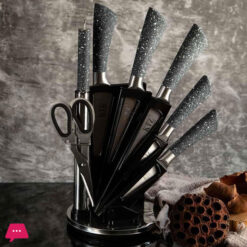 Kitchen Knife Set 9 Pcs Black Wheat Straw Sharp Cooking Knife Set with Acrylic Stand