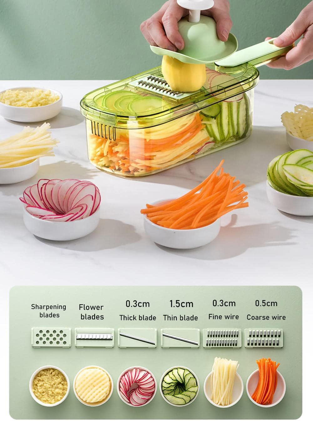 Multifunctional Vegetable Cutter Vegetable Spiralizer With Container 1.5L Food Preparation Tool