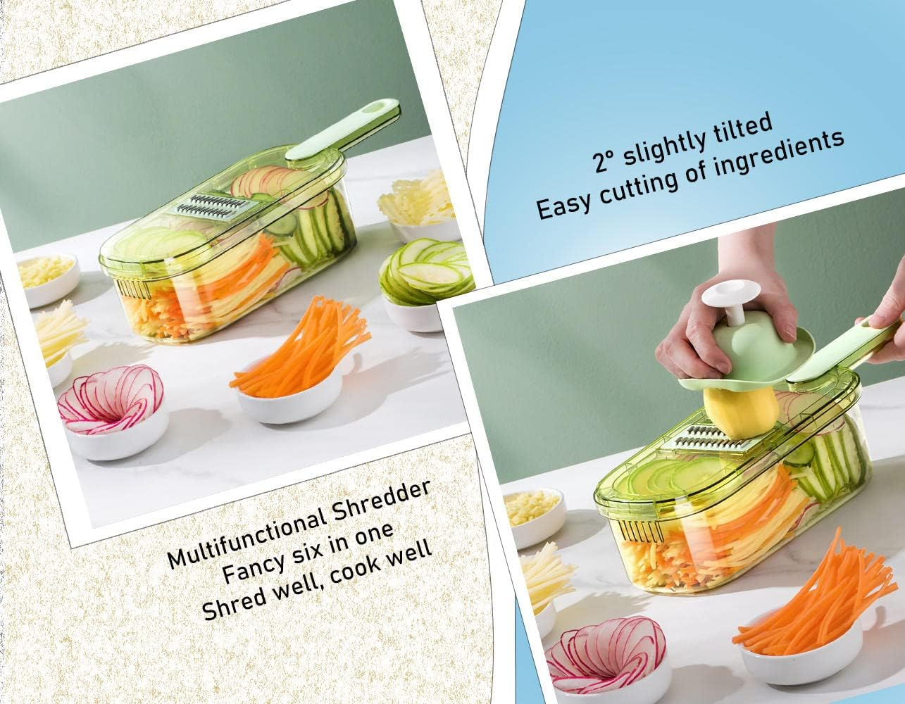 Multifunctional Vegetable Cutter Vegetable Spiralizer With Container 1.5L Food Preparation Tool