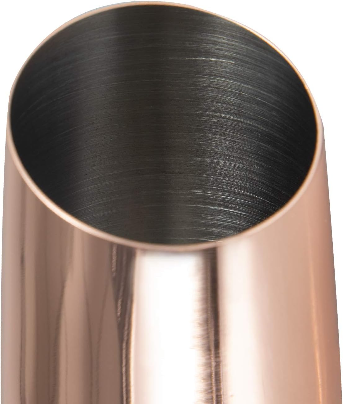 Stainless Steel Champagne Flute Slanted Bowl Wine Long Stem Glass Rose Gold