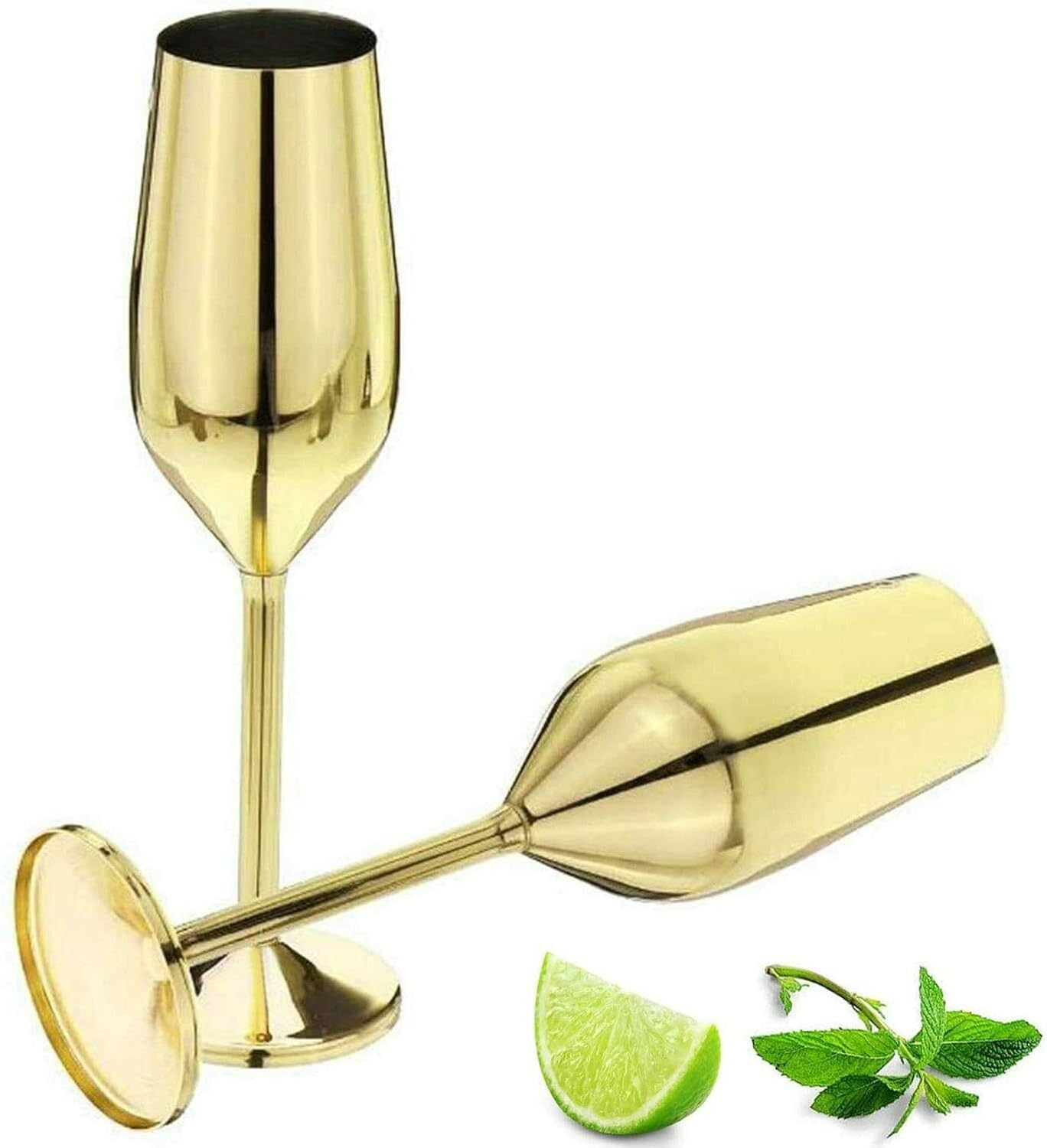 Stainless Steel Champagne Flutes Glasses Wine Glass Goblets Juice Drink 220 Ml Rose Gold