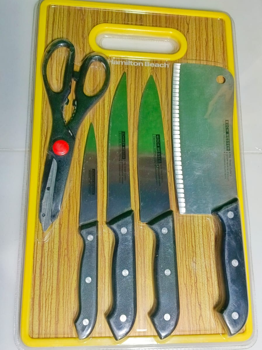 Stainless Steel Knives Set 6 Pcs With Cutting Board 10 Stainless Steel Knives Set 6 Pcs With Cutting Board