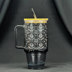 Tumbler Glass Cup With Bamboo Lid &Amp; Straw - 600Ml