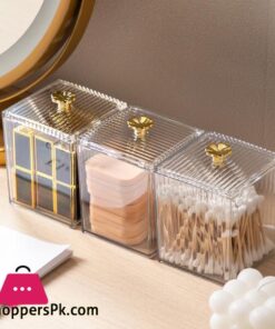 1PCS Transparent Storage Box Cotton Swab Container Desktop Dust Proof Makeup Removal Cotton Lipstick Cosmetics Boxes Acrylic New