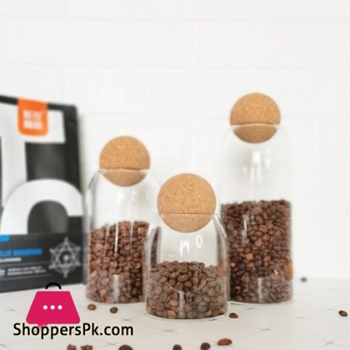 3-PCS Glass Storage Jar with Cork Ball Lid Jar Set Glass Container (Set ...