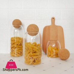 3-Pcs Glass Storage Jar With Cork Ball Lid Jar Set Glass Container (Set Of 3)