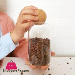 3-Pcs Glass Storage Jar With Cork Ball Lid Jar Set Glass Container (Set Of 3)